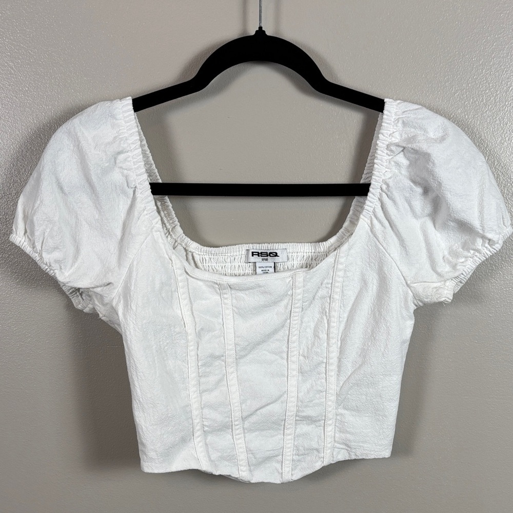 RSQ White Puff Sleeve Blouse - Picture 6 of 6